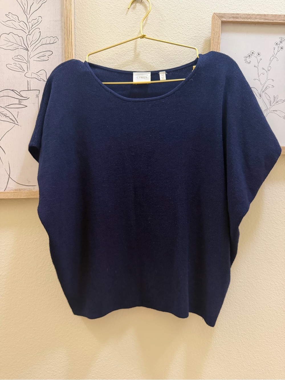 Cyrus Navy Short-Sleeve Knit Top
